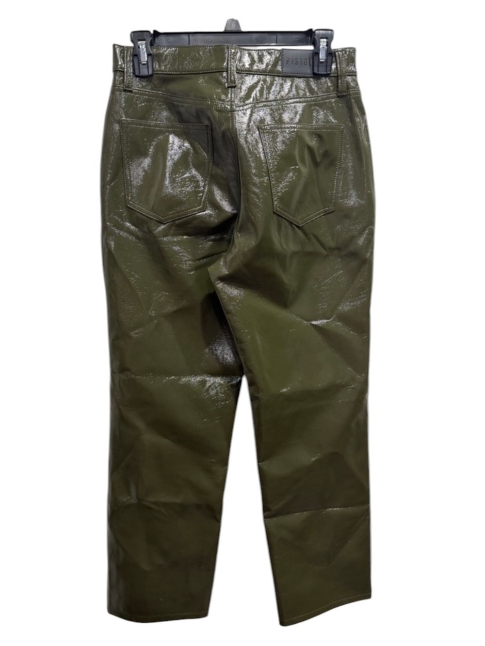 Pistola Glossy Olive Faux Leather Pants Size 27 - Picture 4 of 11